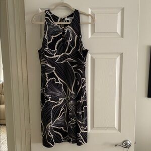 Tommy Bahama Black and White Leaf Print Mini Dress
